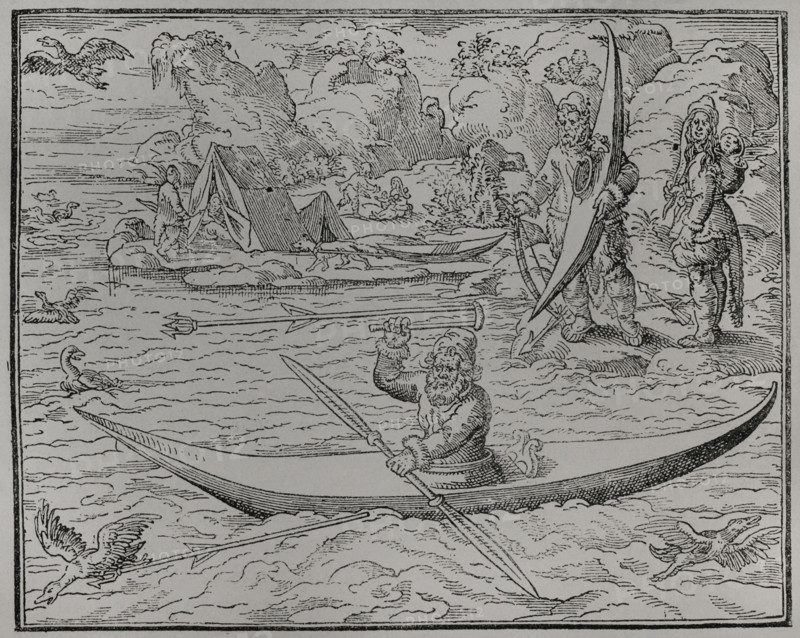 Greenland native people hunting in kayak, 1892. Creator: Unknown.