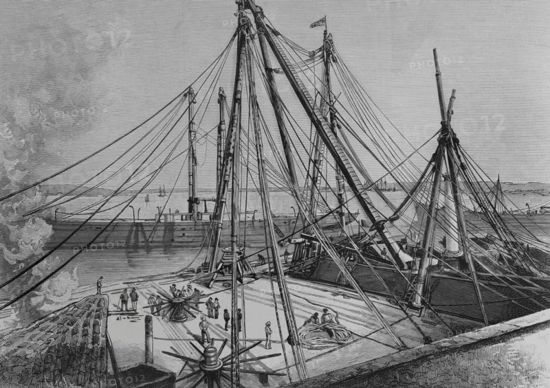 The new Machina at the San Fernando dock, Havana, Cuba, 1883.  Creator: Tomás Carlos Capuz.