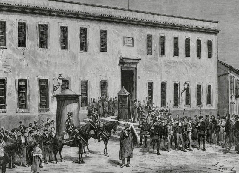 Transfer of prisoners from the prison of Jerez de la Frontera to the Cadiz jail, Spain, 1883. Creator: Eugenio Vela.