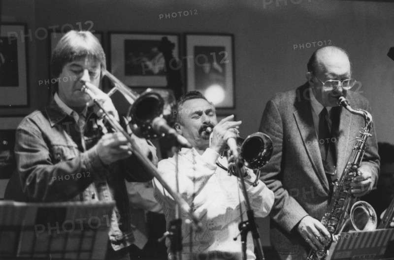 Bill Watrous, Shorty Rogers, Bob Cooper, Stan Kenton Band, Ronnie Scott's, c1982. Creator: Brian Foskett.
