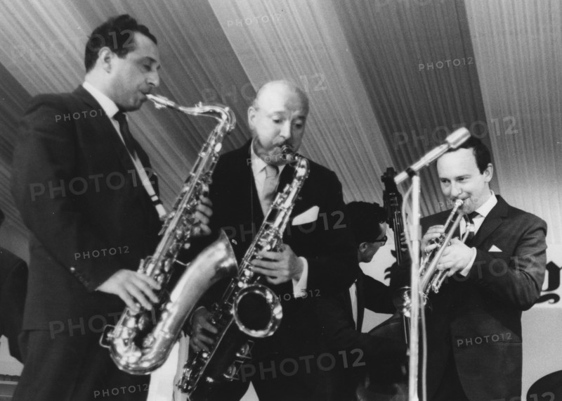 Pat Halcox, Bud Freeman, Chris Barber, Manchester Jazz Festival, 1963. Creator: Brian Foskett.