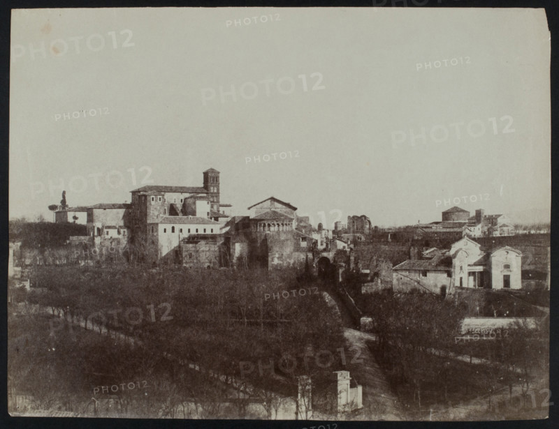 Distant view of the church of St. Giovanni e Paolo from the Palace of the Caesars, Rome, c1858. Creator: Jane Martha St. John.