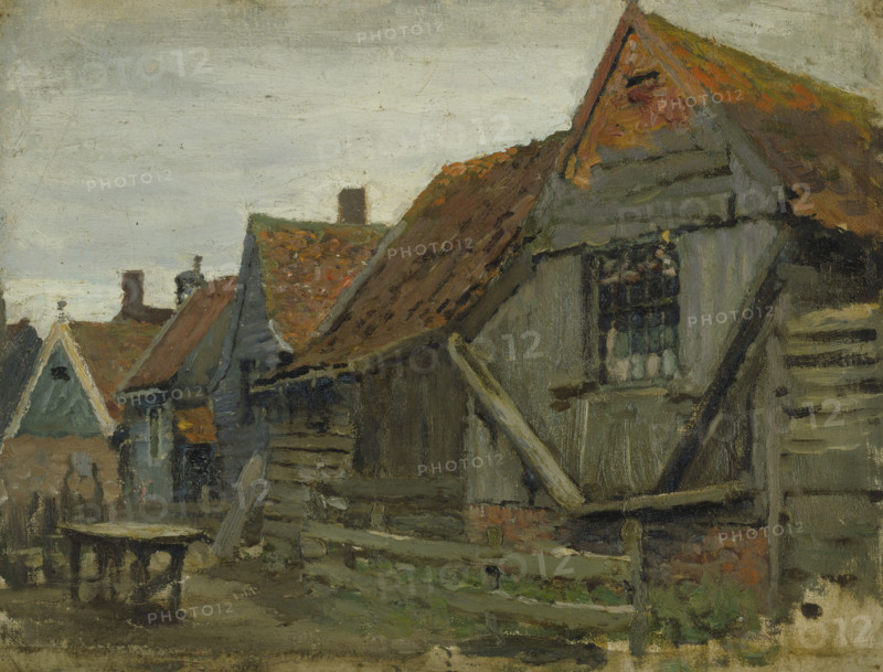 Study of wooden houses, (Holland), mid-late 1870s. Creator: George Clausen.