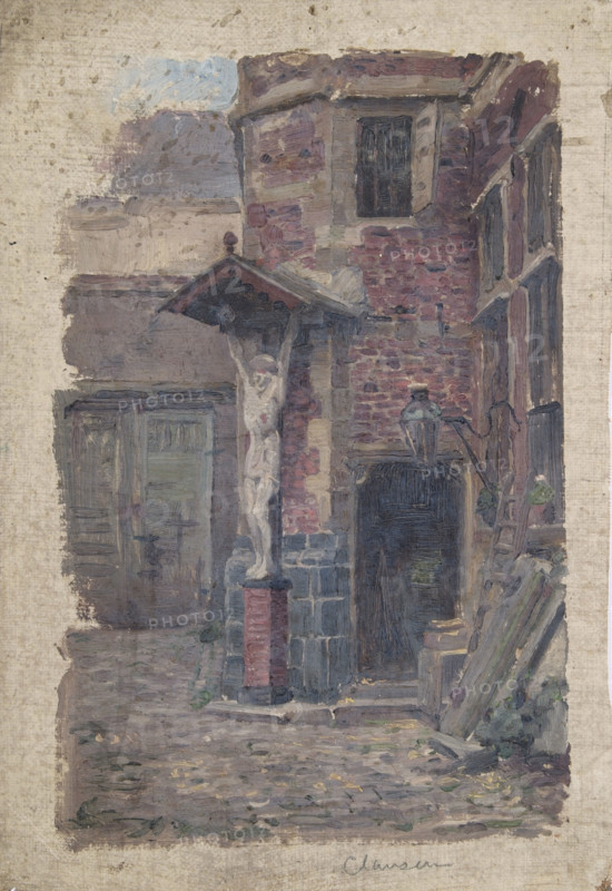 Study of a calvary on a building exterior, (northern Europe), mid-late 1870s. Creator: George Clausen.