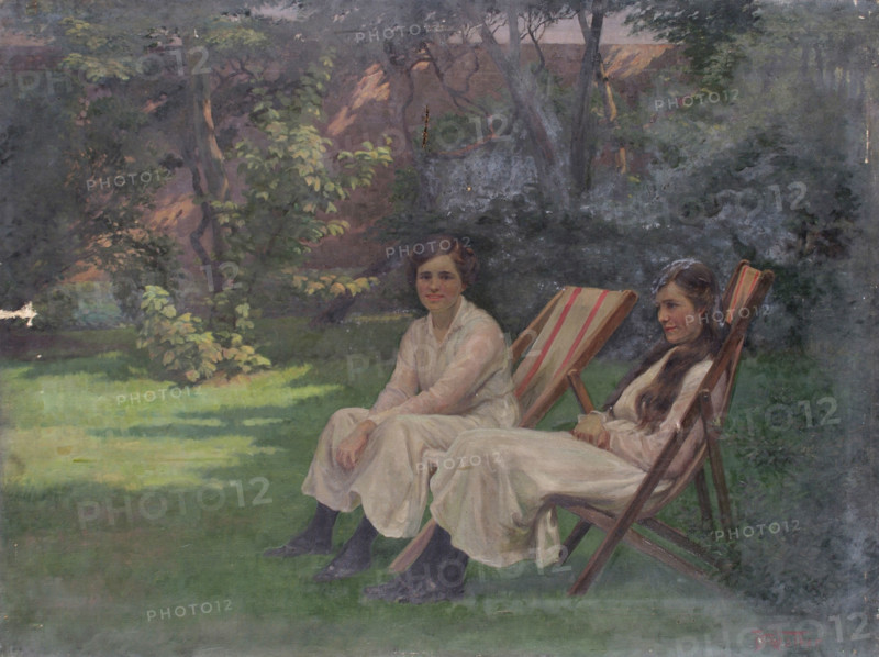 Two Women sitting in a Garden, c1900-1920. Creator: Arthur George Walker.