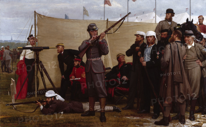 Volunteers at the Firing-Point, 1866, 1866. Creator: Henry Tanworth Wells.