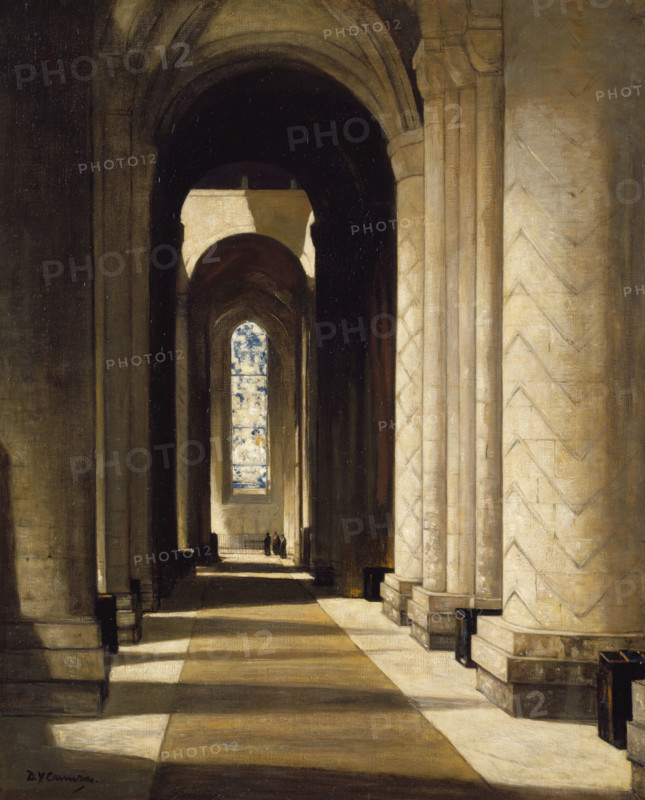 Interior of Durham Cathedral, by 1920. Creator: David Young Cameron.