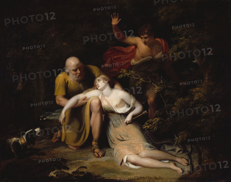 Dorinda, wounded by Silvio is sustained by Linco, 1802. Creator: Samuel Woodforde.