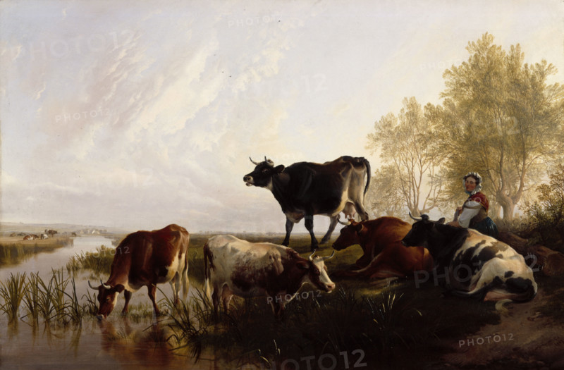 Milking Time in the Meadows, 1869. Creator: Thomas Sidney Cooper.