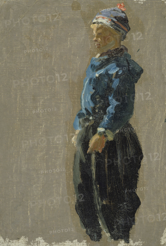 Study of a boy wearing Dutch costume, mid-late 1870s. Creator: George Clausen.