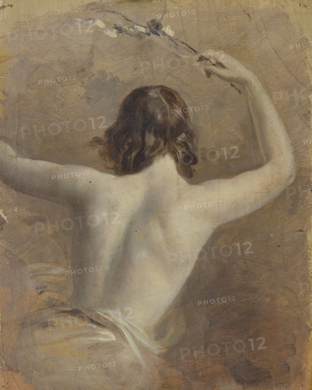 Half-length female figure viewed from the back, c1823-1873. Creator: Edmund Thomas Parris.