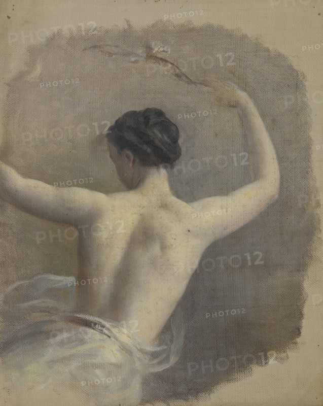 Half-length female figure viewed from the back, c1823-1873. Creator: Edmund Thomas Parris.