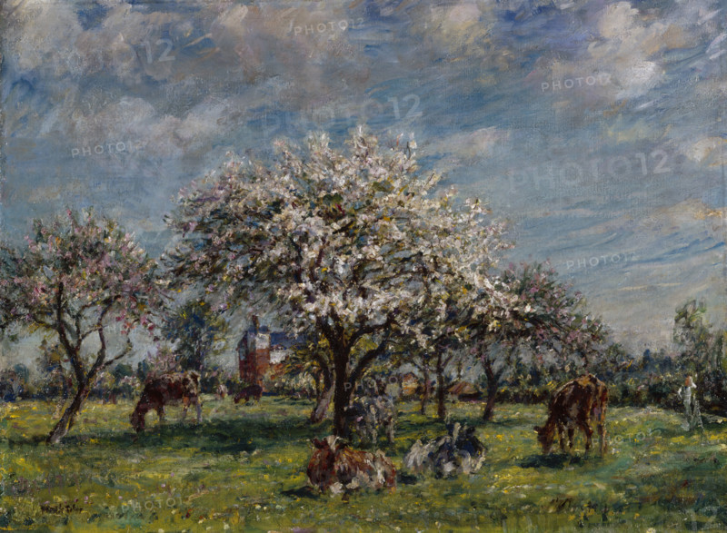An Orchard in the Spring, c1920. Creator: Mark Fisher.