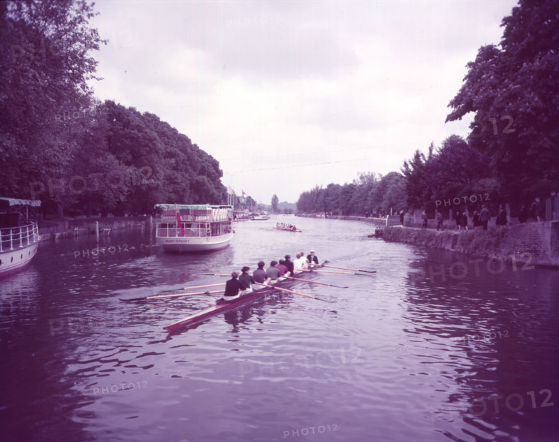 May "bumps" race on the Thames near Folly Bridge, Oxford, c1955.   Creator: Arthur Charles Kirby Ware.