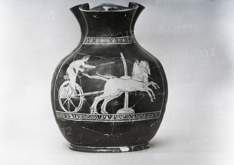 Vase depicting chariot race, Greek, c1955. Creator: Arthur Charles Kirby Ware.