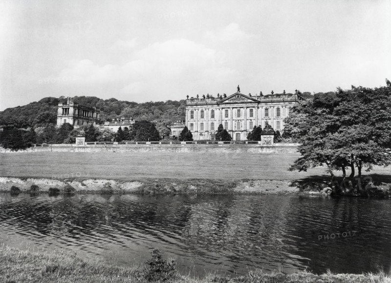 Chatsworth House and River Derwent, Derbyshire, c1955. Creator: Arthur Charles Kirby Ware.
