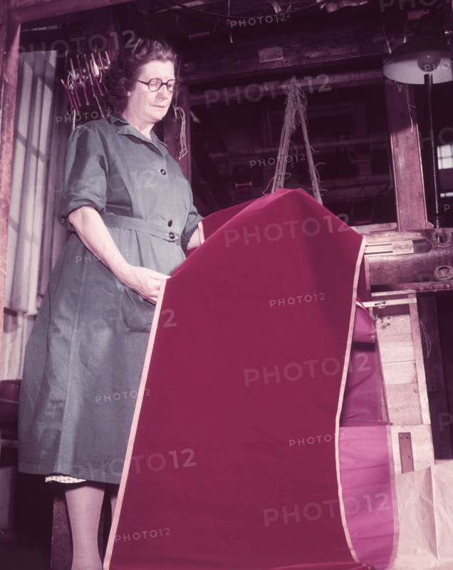 Weaving velvet for the coronation robe, Braintree, Essex, c1953.  Creator: Arthur Charles Kirby Ware.