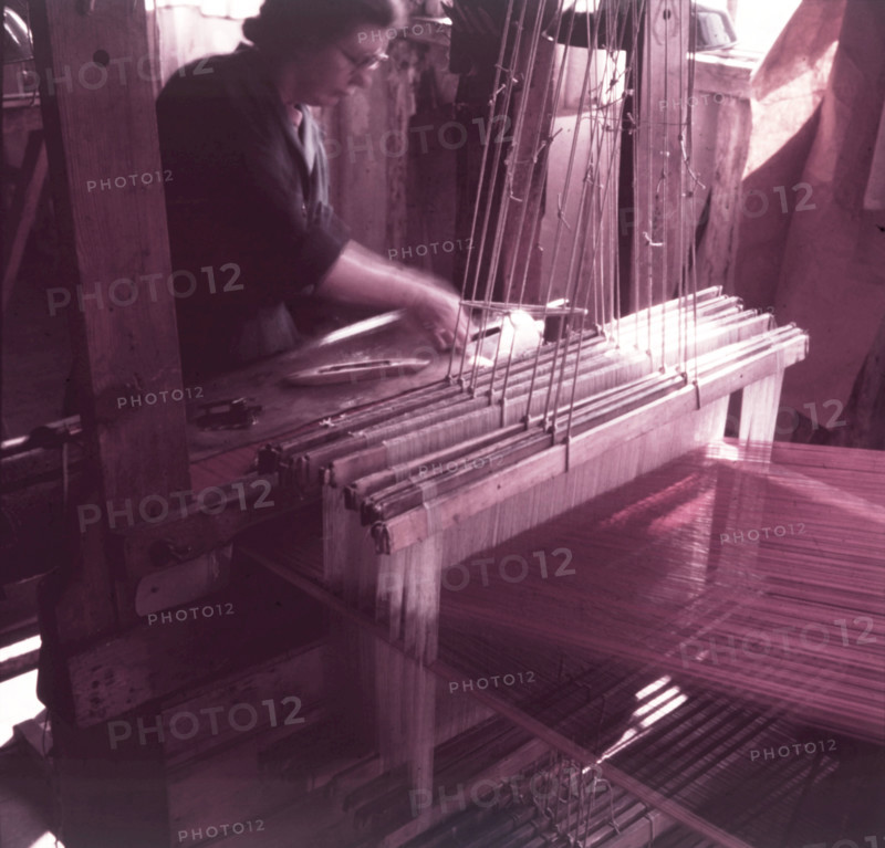 Weaving velvet for the coronation robe, Braintree, Essex, c1953.  Creator: Arthur Charles Kirby Ware.