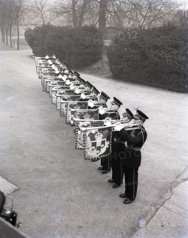 Kneller Hall trumpeters, London, c1953.  Creator: Arthur Charles Kirby Ware.
