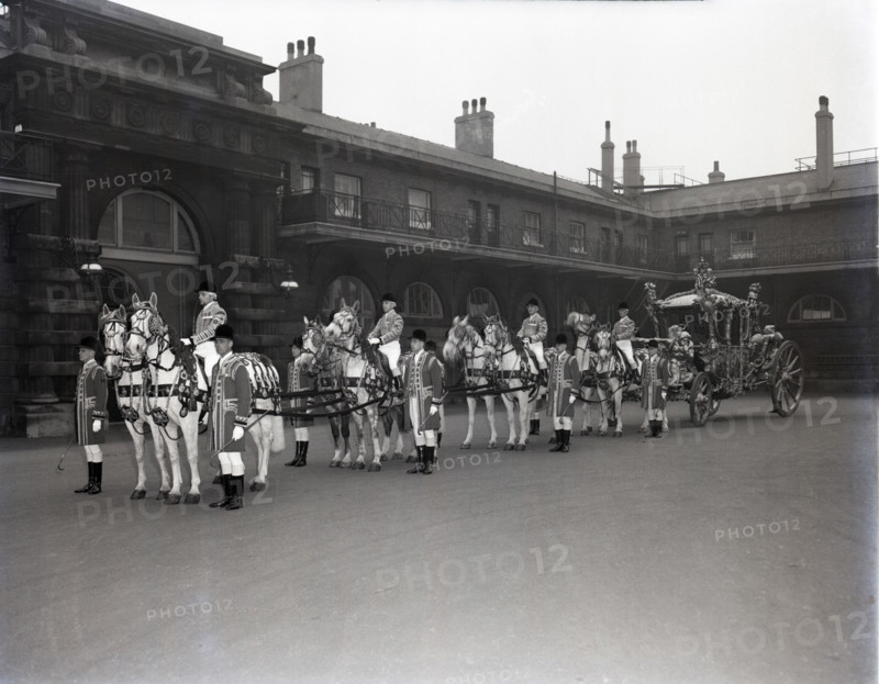 The Gold State Coach, Royal Mews, London, 1953.  Creator: Arthur Charles Kirby Ware.