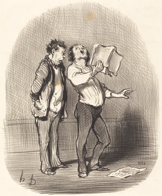 L'inconvénient d'avoir un ami mélomane, 1851.  Creator: Honore Daumier.