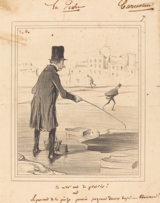 La Pêche. En Voilà un de Plaisir!, 1841.  Creator: Honore Daumier.