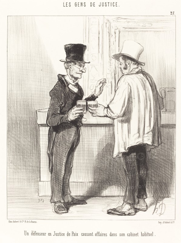 Un défenseur en Justice de Paix causant affaires dans son cabinet habituel, 1846. Creator: Honore Daumier.