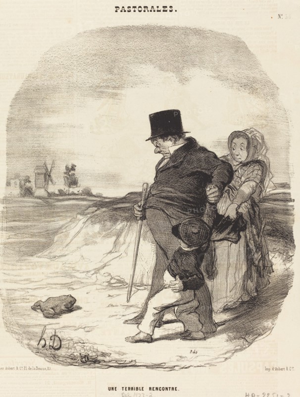 Une terrible rencontre, 1845. Creator: Honore Daumier.