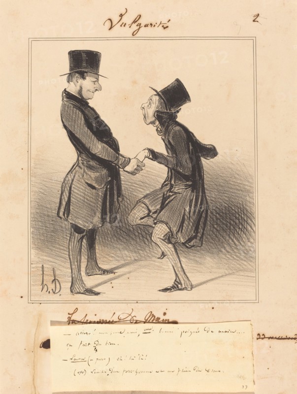 Allons! mon jeune ami, une bonne poignée de main... ça fait du bien, 1841. Creator: Honore Daumier.