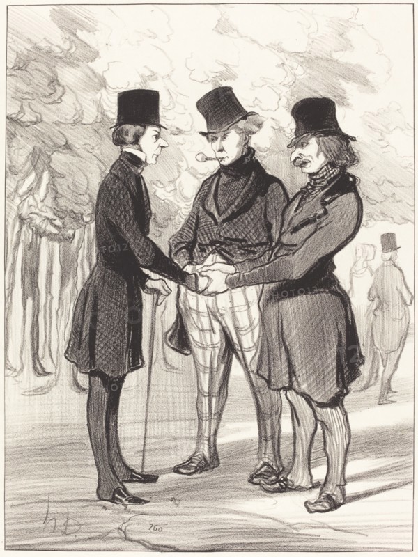 Quelle heureuse rencontre!..., 1845.  Creator: Honore Daumier.