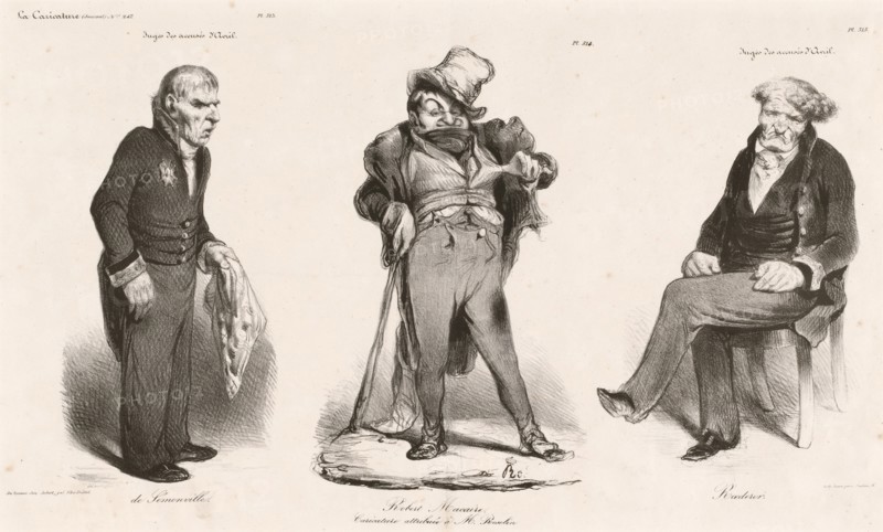 Juges des accusés d'Avril: [Huguet] de Sémonville, Robert Macaire..., [Comte] Roederer, 1835. Creator: Honore Daumier.