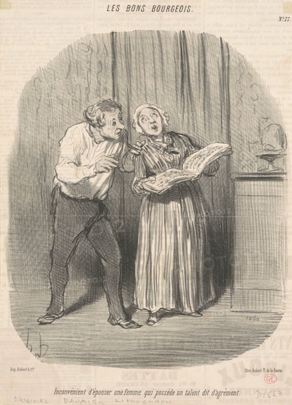 Inconvénient d'épouser une femme qui possède un talent dit d'agrément, 1847. Creator: Honore Daumier.