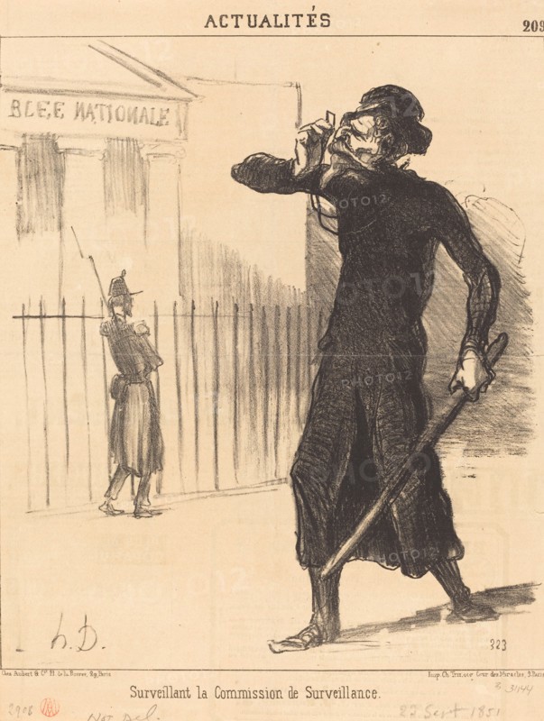 Surveillant la Commission de Surveillance, 1851. Creator: Honore Daumier.