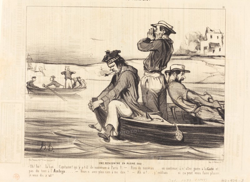 Les Canotiers Parisiens. Une rencontre en pleine eau, 1843.  Creator: Honore Daumier.