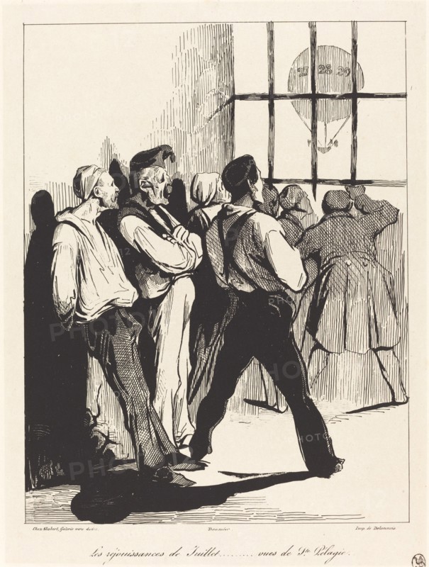 Les réjouissances de Juillet... vues de Ste. Pélagie, 1834. Creator: Honore Daumier.