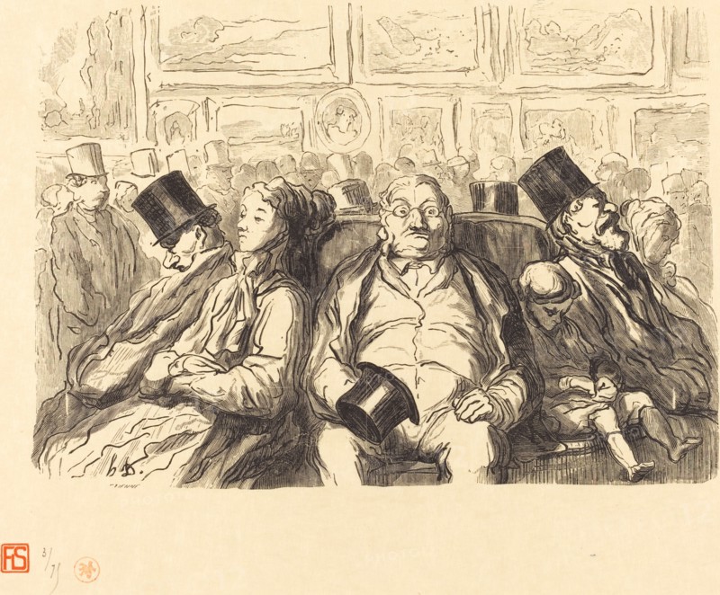 Paris - Exposition des Beaux-Arts - Dans le salon carré - Un Instant de repos, 1868. Creator: Etienne Carjat.
