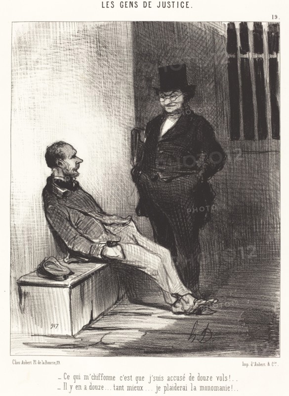 Ce qui m'chiffonne c'est que j'suis accusé de douze vols!, 1846.  Creator: Honore Daumier.