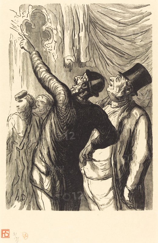 À l'Exposition Universelle: Un vrai Cicerone, 1867. Creator: Julien Antoine Peulot.