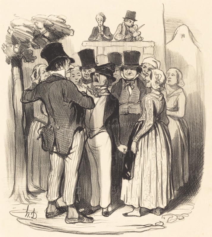 - Ah! Gringalet d'Paris.... tu viendras faire danser deux fois ma Catherine toi..., 1845. Creator: Honore Daumier.