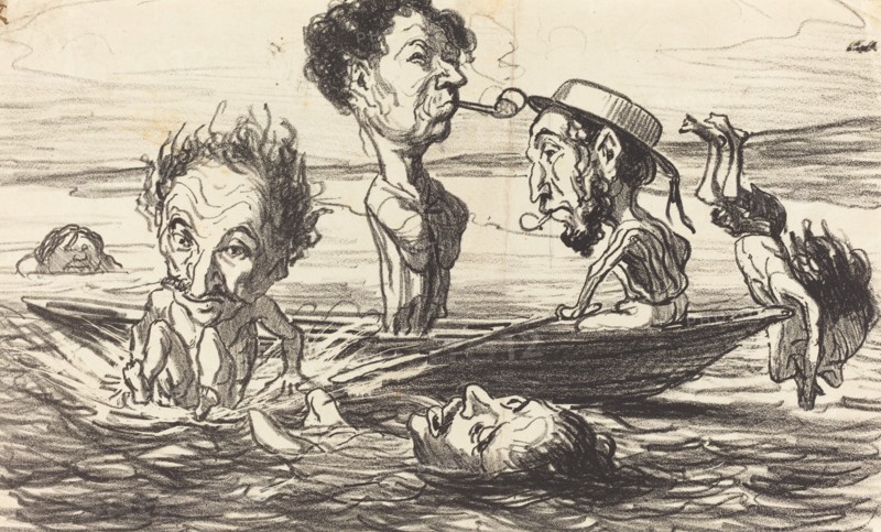 Les Tritons de la Seine, 1864. Creator: Honore Daumier.