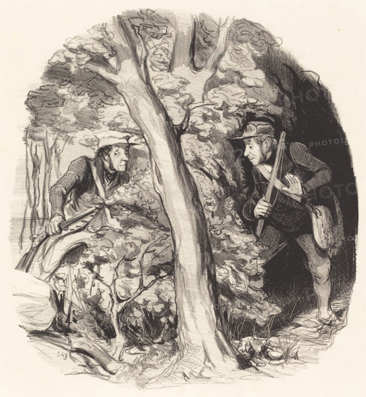 La rencontre sous bois, 1844. Creator: Honore Daumier.