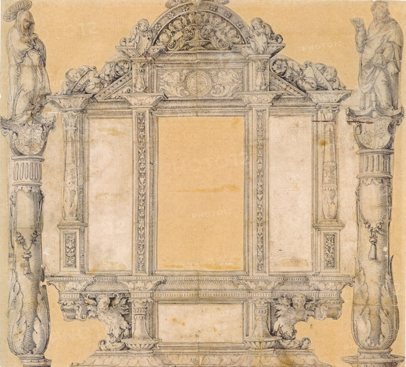 Draft for the framework of the former high altar retable of St. Martin in Messkirch, 1536. Creators: Master of Messkirch, Albrecht Durer.