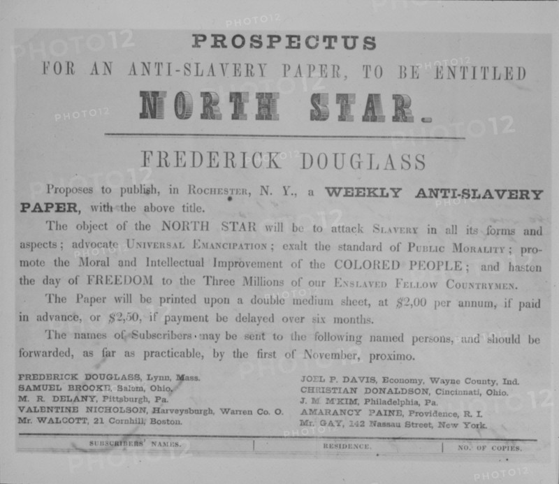 Prospectus for an anti-slavery paper: To be entitled North Star, c1851.  Creator: Unknown.
