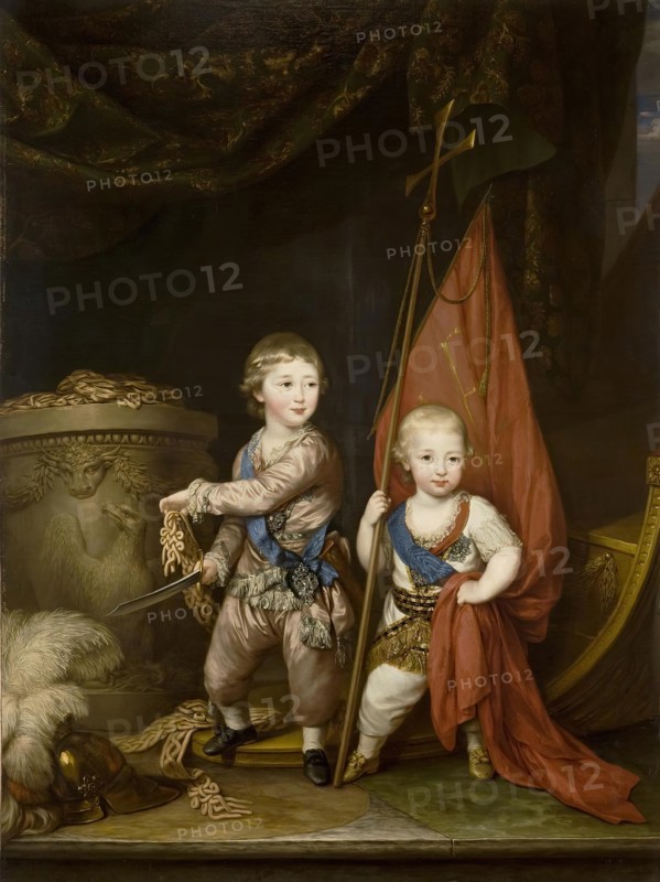 Portrait of Grand Dukes Alexander Pavlovich and Constantin Pavlovich, 1781. Creator: Richard Brompton.