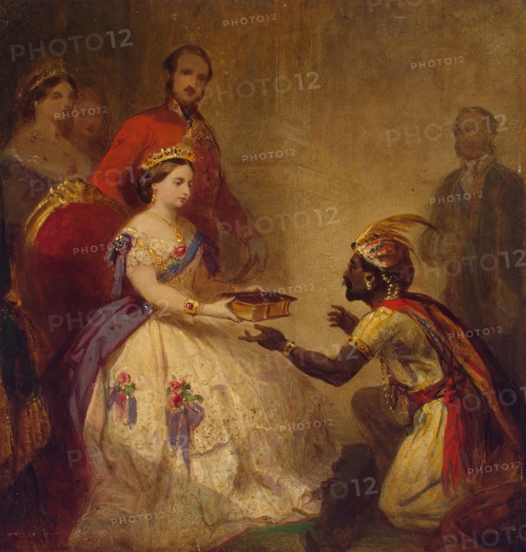 Queen Victoria Giving the Bible to an African Chief (The Secret of England’s Greatness), 1861. Creator: Thomas Jones Barker.