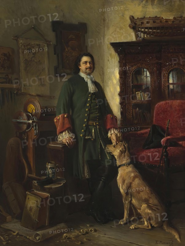 Peter the Great in His Studio, 1870. Creator: Konstantin Makovsky.