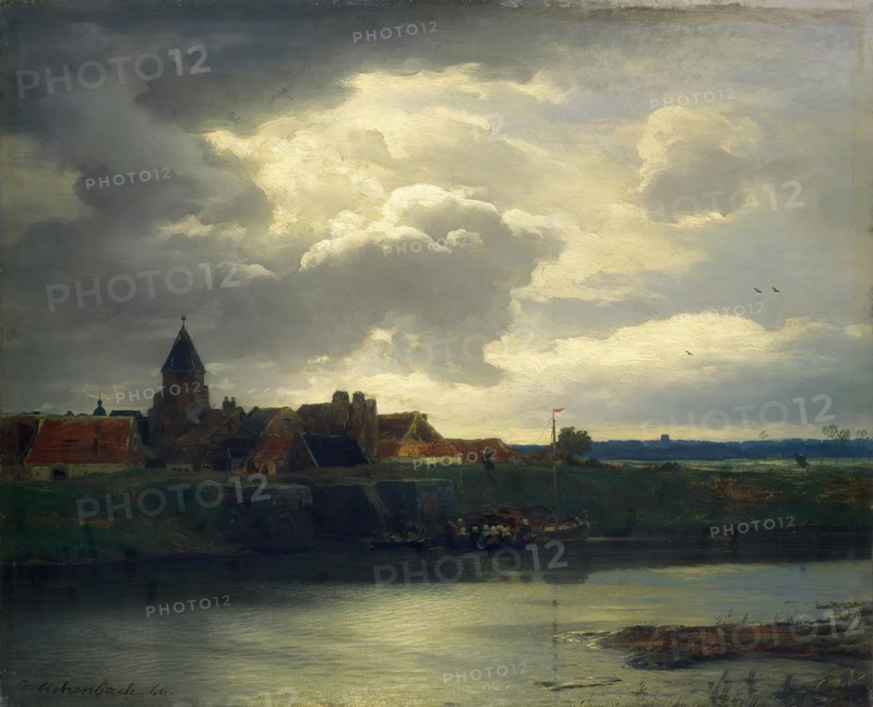 Landscape with a River, 1866. Creator: Andreas Achenbach.