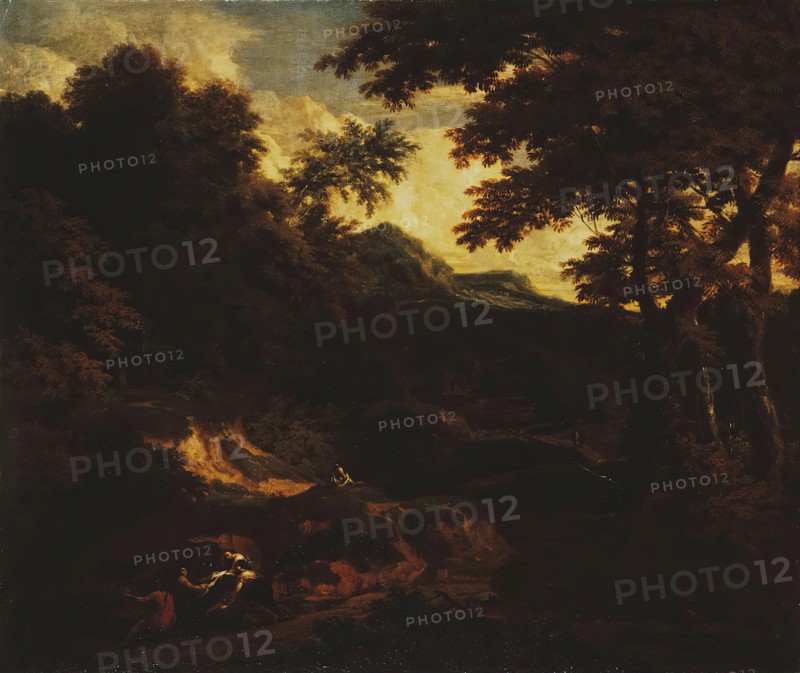 Forest Landscape with Figures by the Road, 1695. Creator: Cornelis Huysmans.