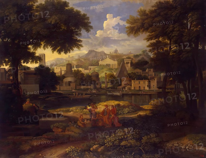 Landscape with Moses Saved from the Nile, 1650. Creator: Etienne Allegrain.