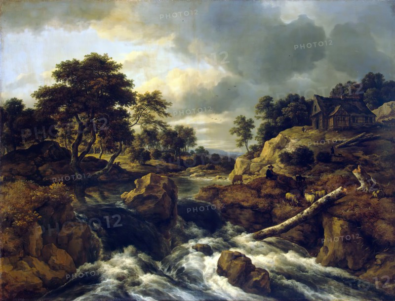 Waterfall in a hilly landscape, 1660. Creator: Jacob van Ruisdael.